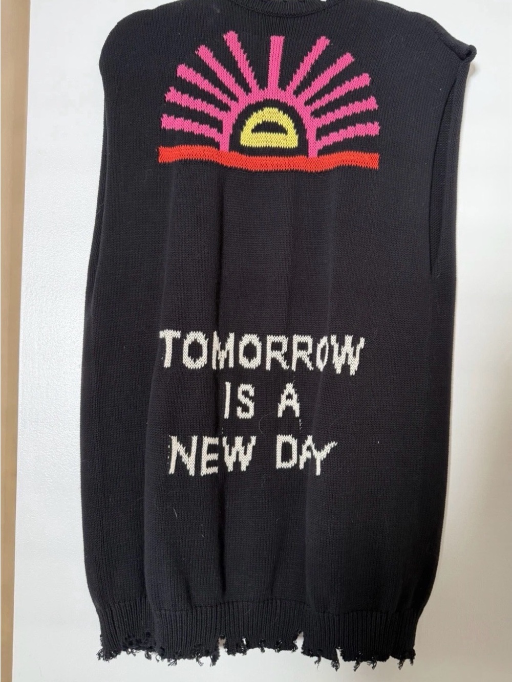 NUDE Fringe Vest “Tomorrow is a New Day” on Back
